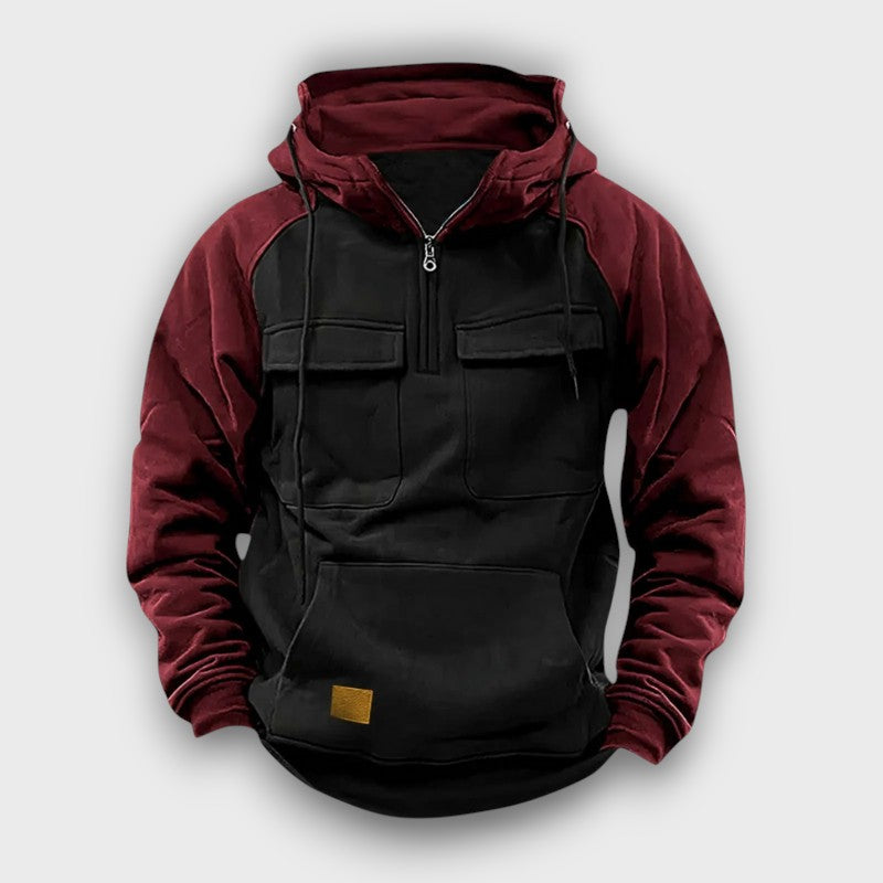 Sweat à capuche bicolore avec poches poitrine (homme)