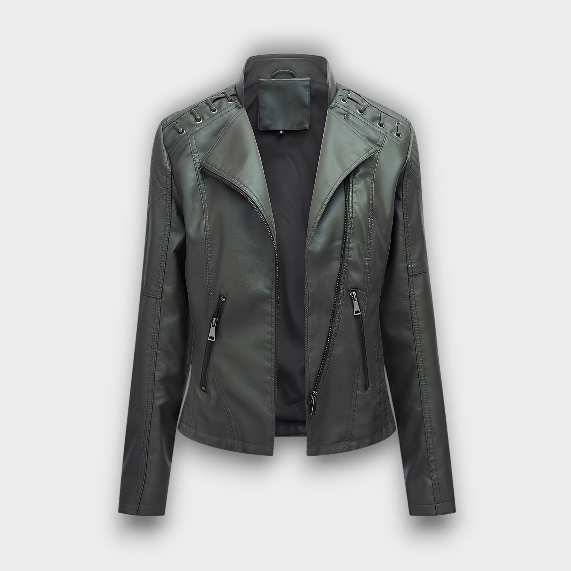 Veste biker en similicuir avec détails décoratifs (femme)
