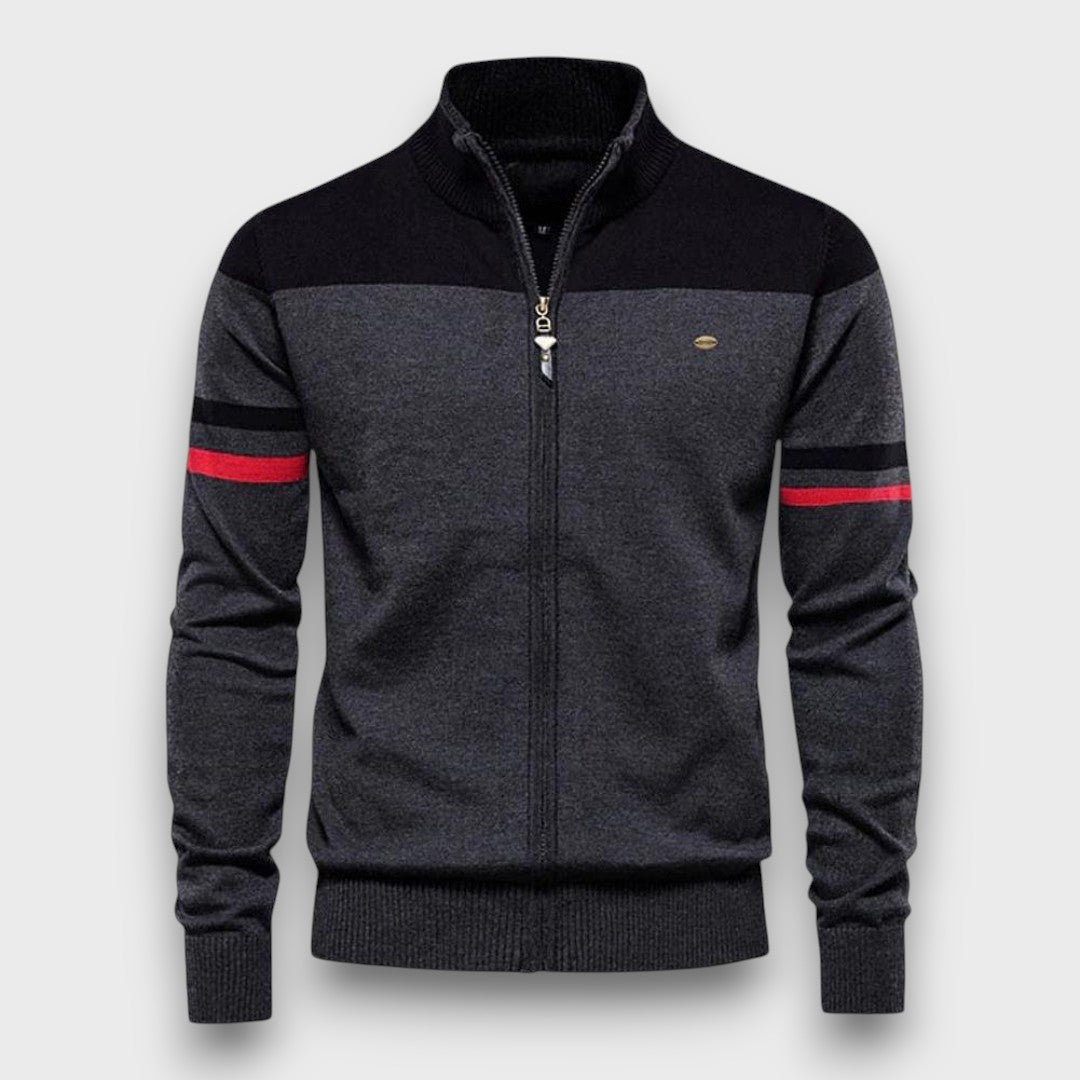 Gilet zippé en tricot à rayures (homme)