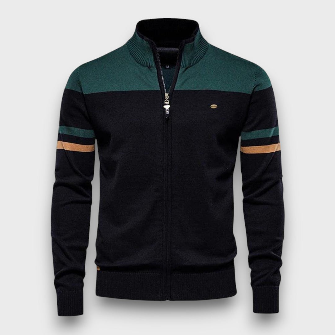 Gilet zippé en tricot à rayures (homme)