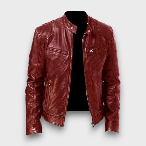 Veste en cuir classique style motard (homme)