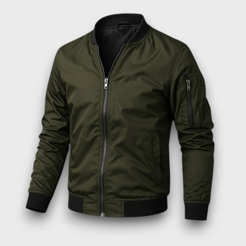 Blouson bomber classique avec fermeture éclair et bords côtelés (homme)