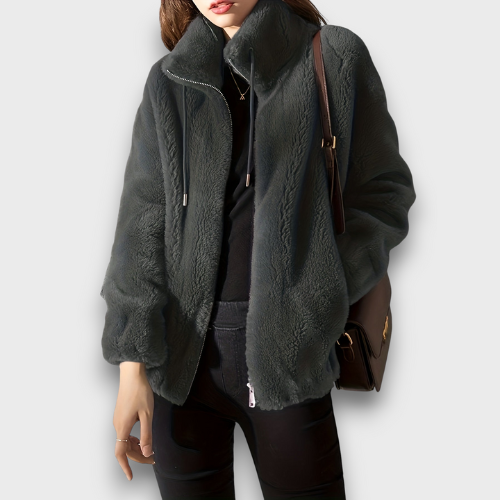 Veste femme en peluche avec fermeture éclair
