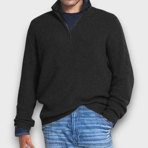 Pull à demi-zip en maille côtelée (homme)