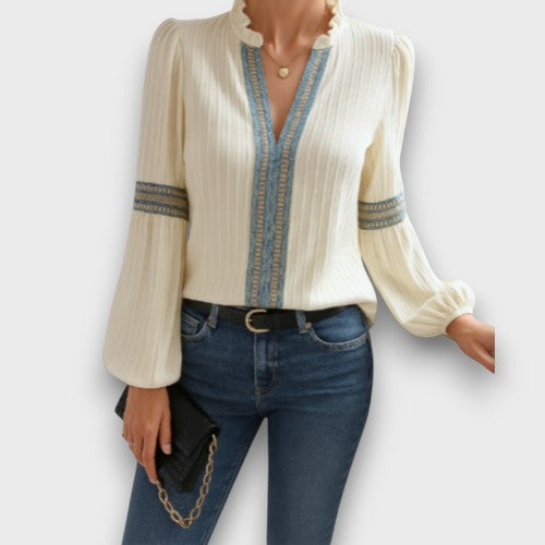 Blouse bohème broderie manches longues (femme)