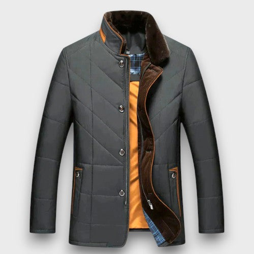 Veste matelassée à col montant avec doublure contrastée (homme)