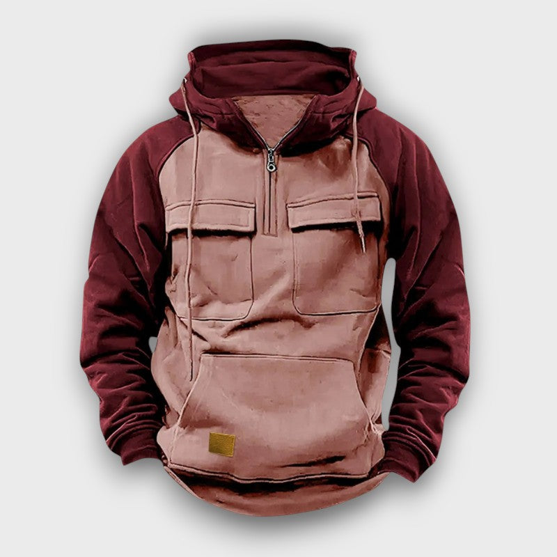 Sweat à capuche bicolore avec poches poitrine (homme)