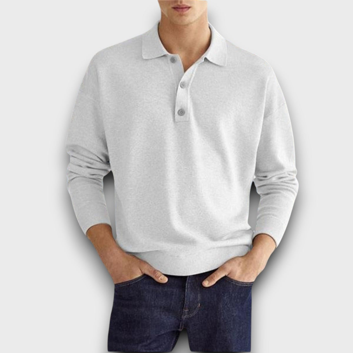 Pull polo à manches longues pour homme