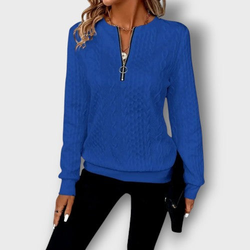 Pull femme en maille avec fermeture éclair