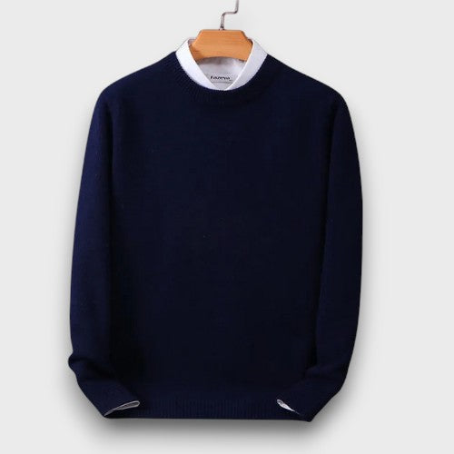Pull classique à col rond avec effet chemise (homme)