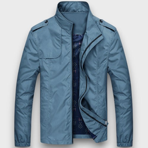 Veste décontractée beige légère avec col montant et fermeture éclair (homme)