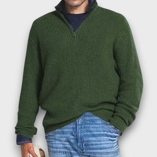 Pull à demi-zip en maille côtelée (homme)