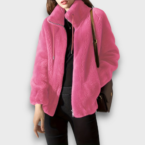 Veste femme en peluche avec fermeture éclair