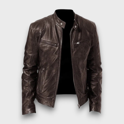 Veste en cuir classique style motard (homme)