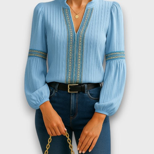 Blouse bohème broderie manches longues (femme)