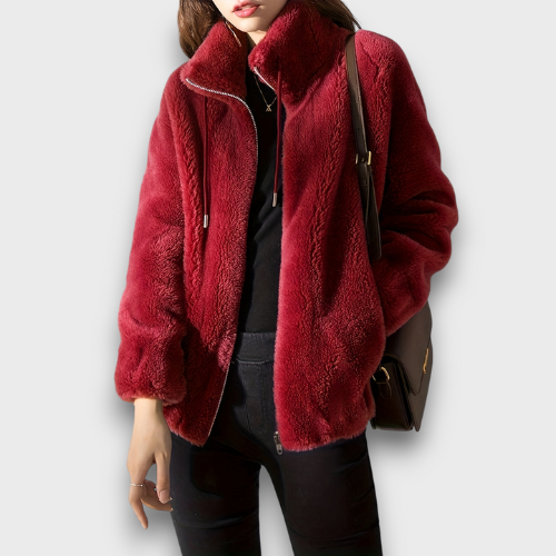Veste femme en peluche avec fermeture éclair