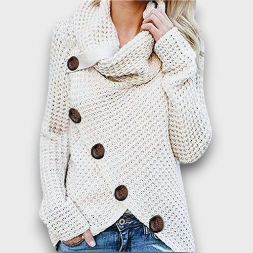 Pull femme en maille avec boutons