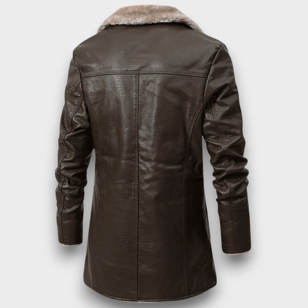 Veste en similicuir doublée avec col en fourrure (homme)