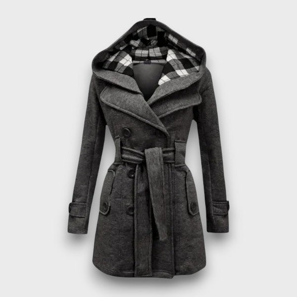 Manteau avec ceinture et capuche élégant (femme)