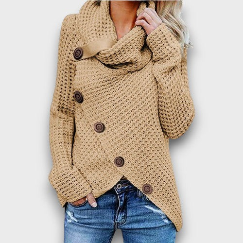 Pull femme en maille avec boutons