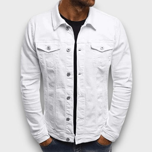 Veste en jean avec poches poitrine et fermeture à boutons (homme)