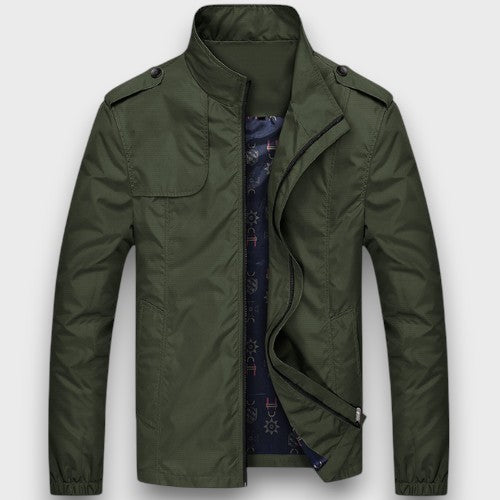 Veste décontractée beige légère avec col montant et fermeture éclair (homme)