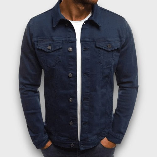 Veste en jean avec poches poitrine et fermeture à boutons (homme)