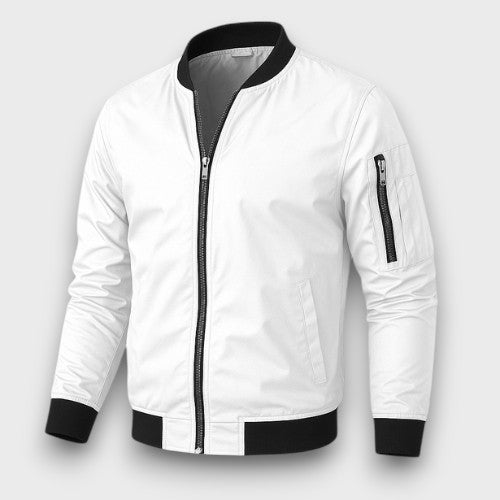 Blouson bomber classique avec fermeture éclair et bords côtelés (homme)
