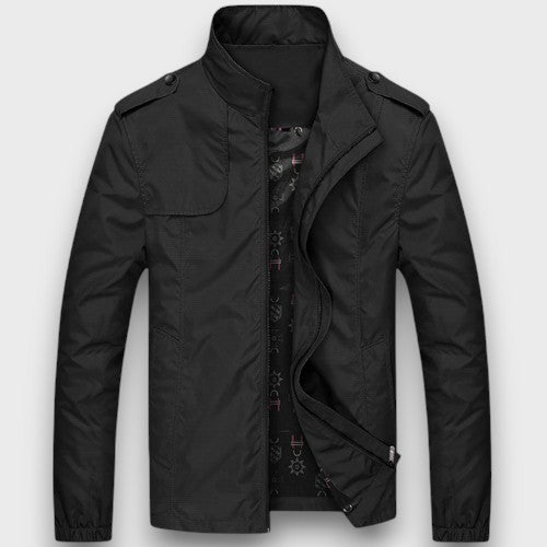 Veste décontractée beige légère avec col montant et fermeture éclair (homme)