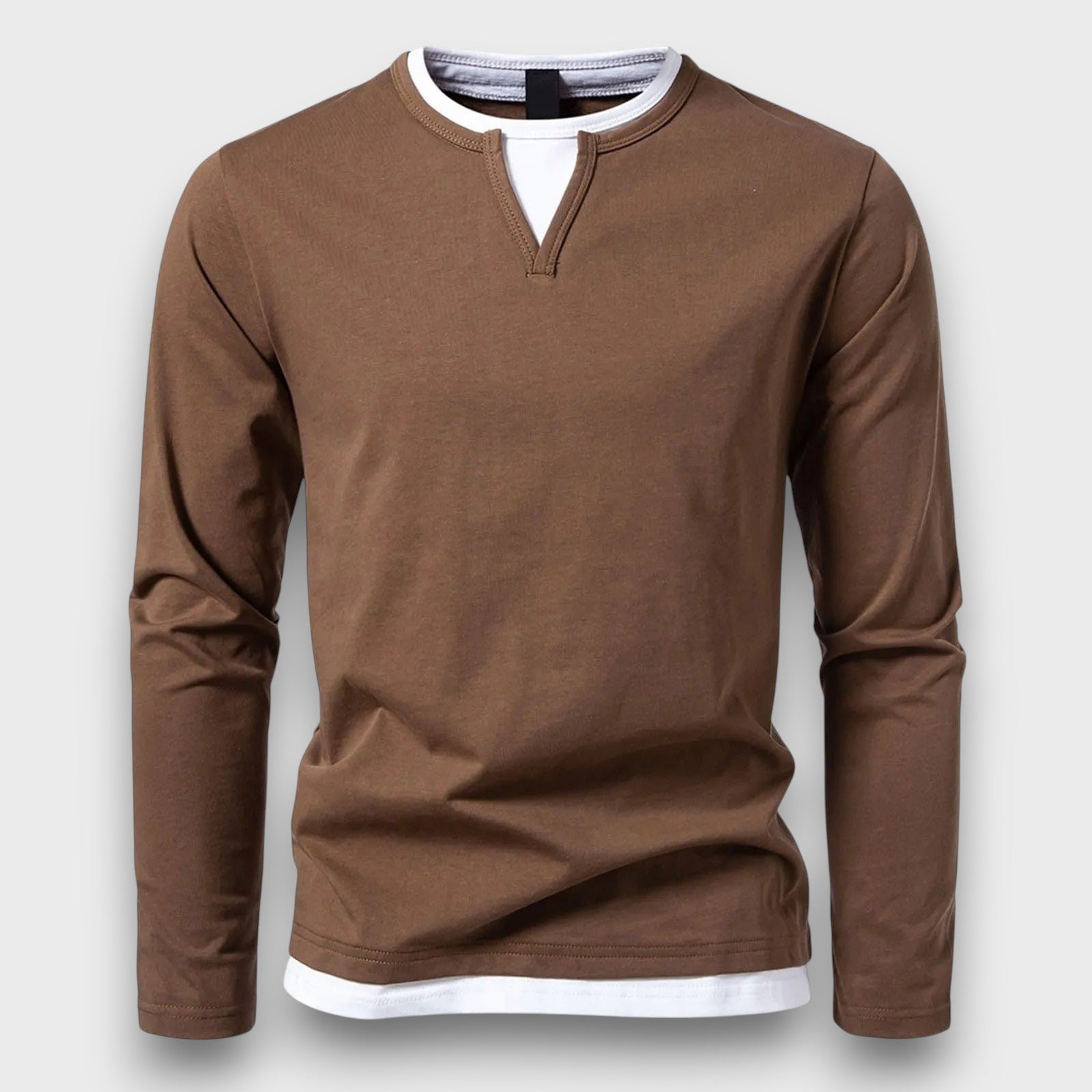 T-shirt à manches longues avec col fendu (homme)