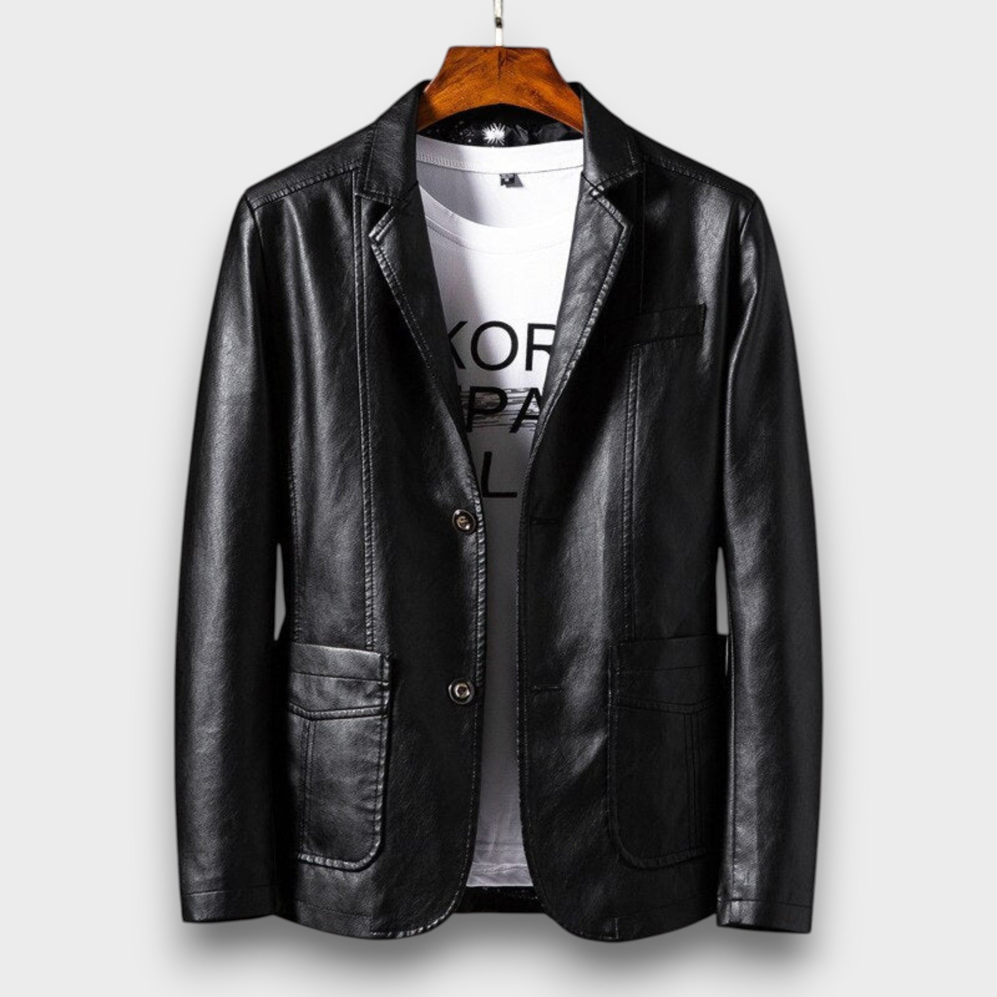 Blazer en cuir à coupe classique (homme)