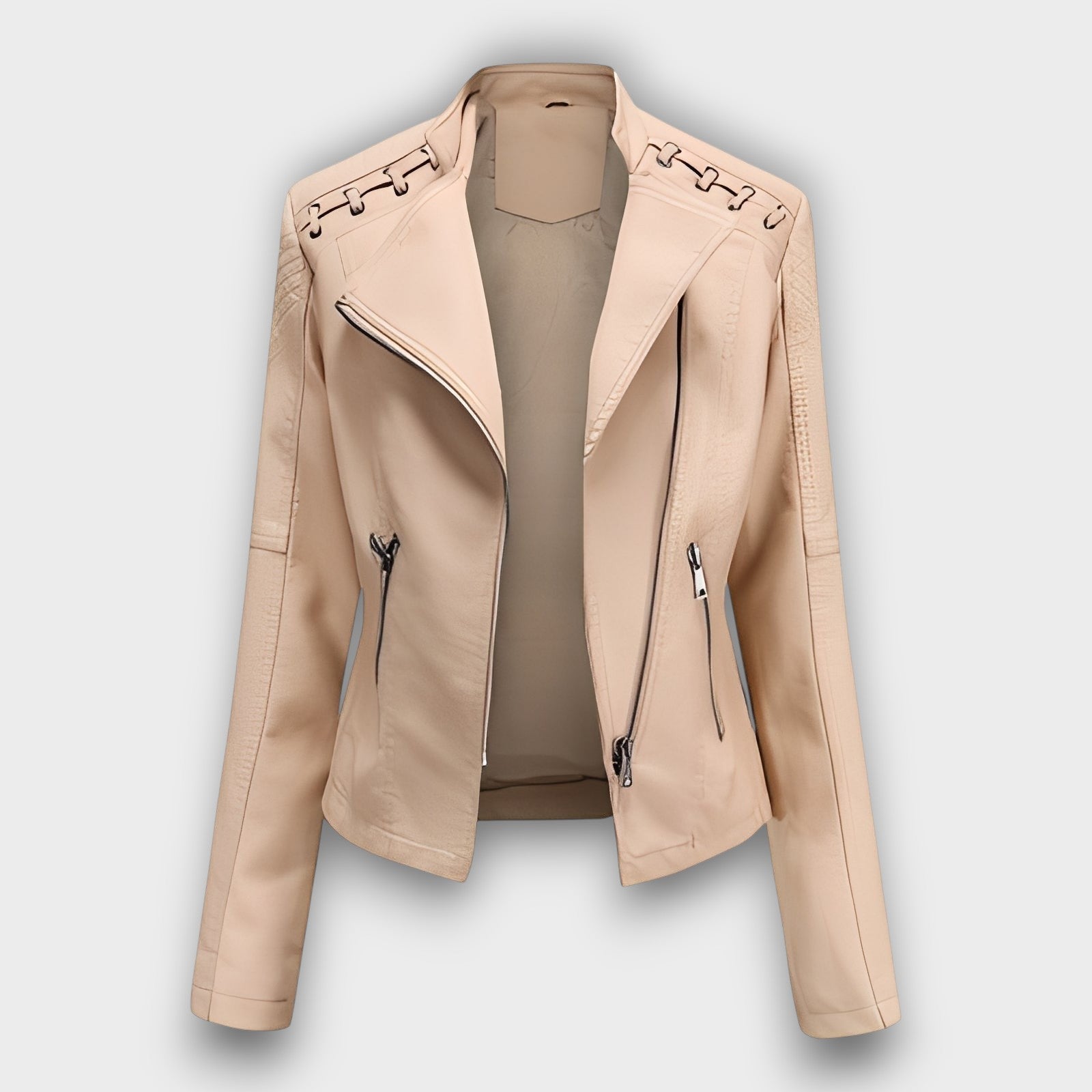 Veste biker en similicuir avec détails décoratifs (femme)
