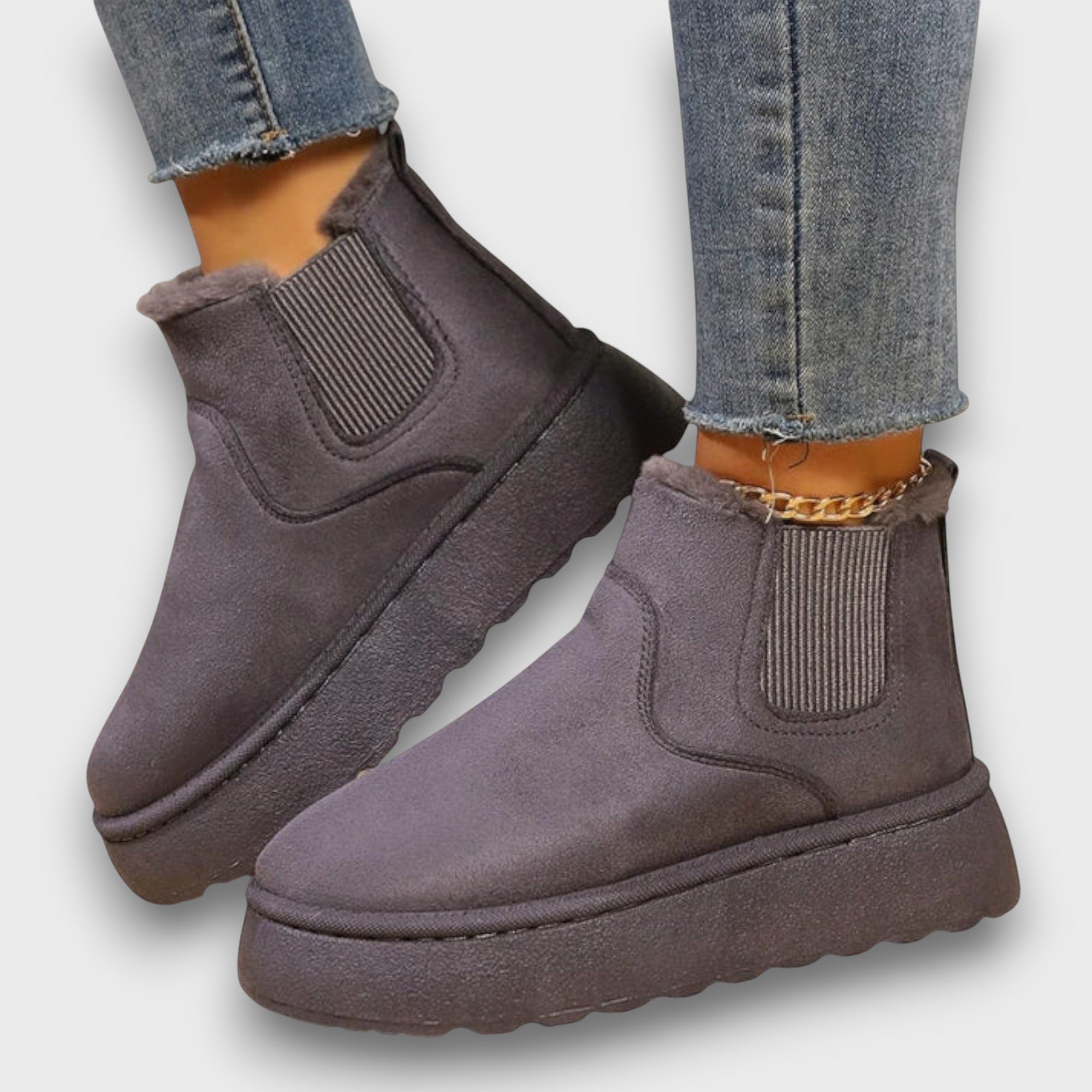 Bottines d’hiver doublées confortables à enfiler (femme)