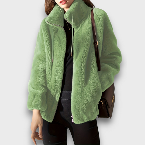 Veste femme en peluche avec fermeture éclair