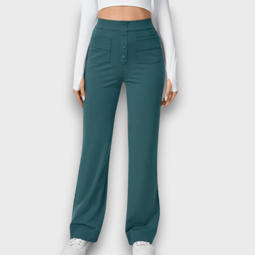 Pantalon taille haute à boutons (femme)