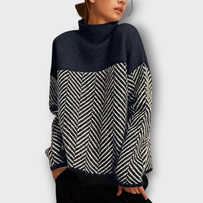 Pull à col roulé à motif chevrons (femme)