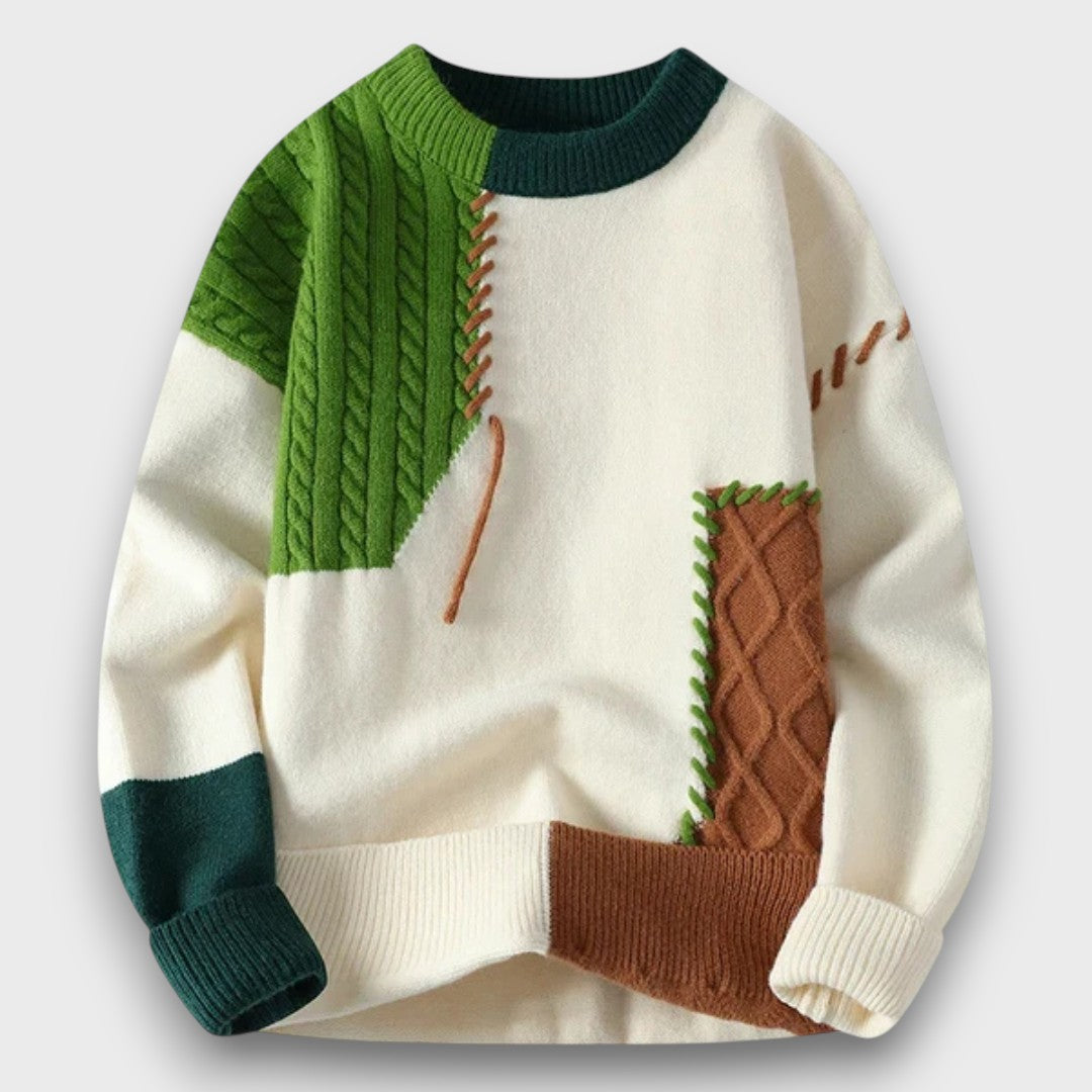 Pull en tricot patchwork homme