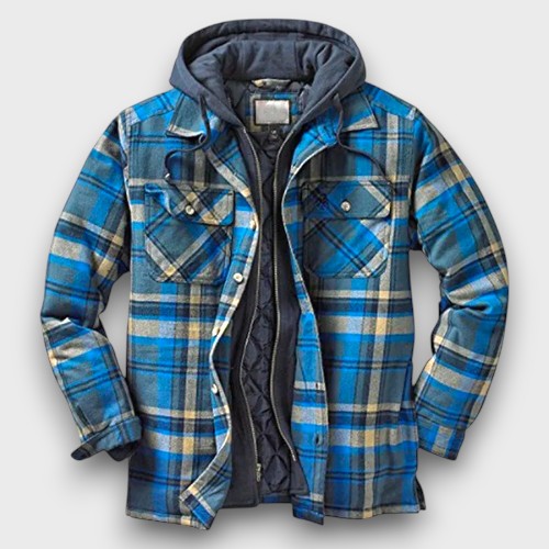 Veste à carreaux doublée avec capuche (homme)
