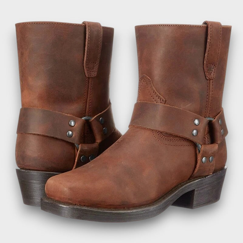 Bottine biker cuir style western (homme)