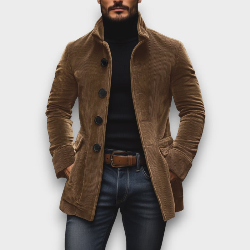 Manteau velours côtelé élégant à boutons (homme)