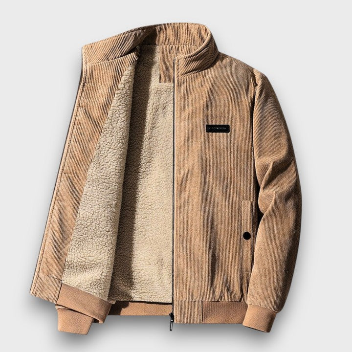 Veste en velours côtelé zippée à col montant (homme)