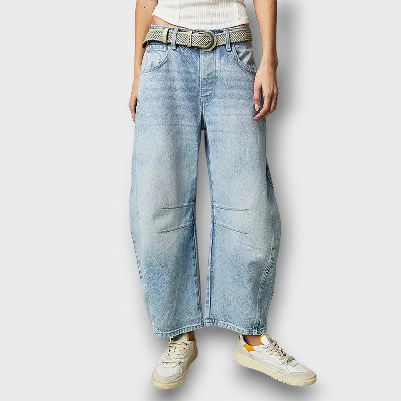 Pantalon décontracté taille haute à coupe large (femme)