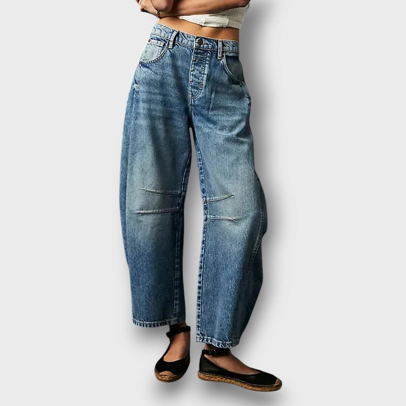 Pantalon décontracté taille haute à coupe large (femme)