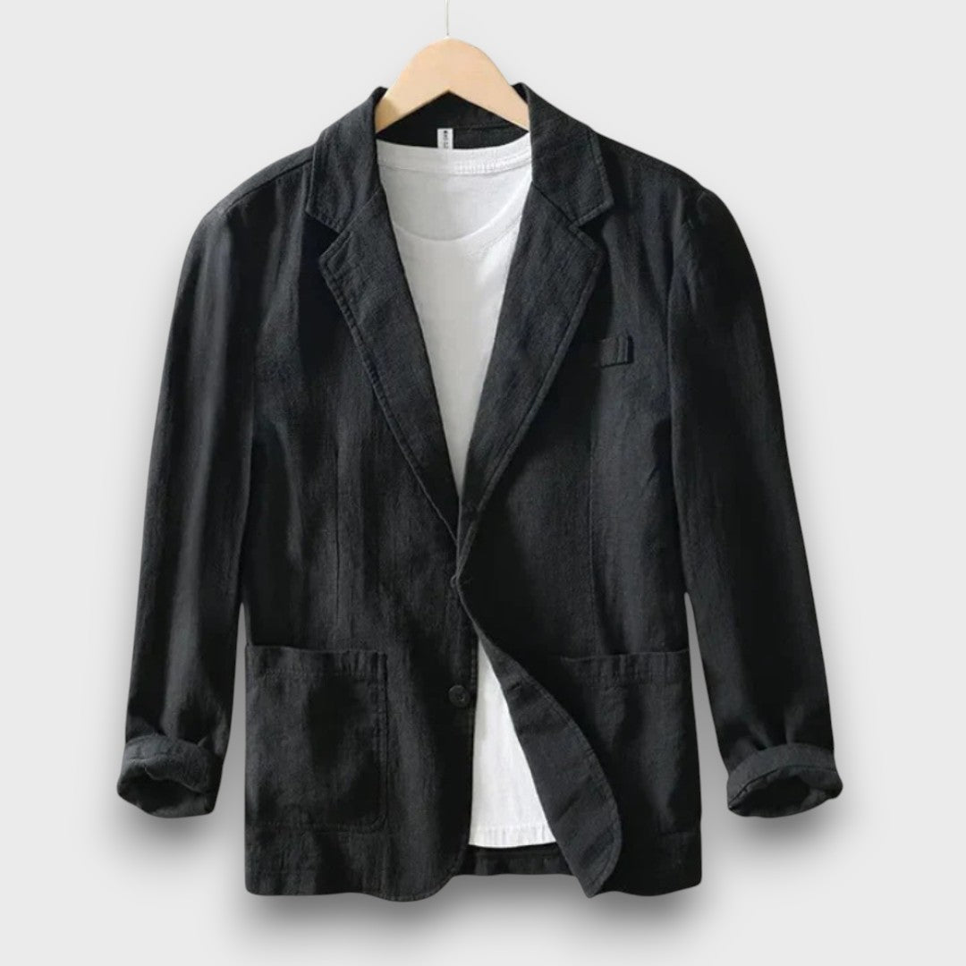 Blazer homme en lin à simple boutonnage