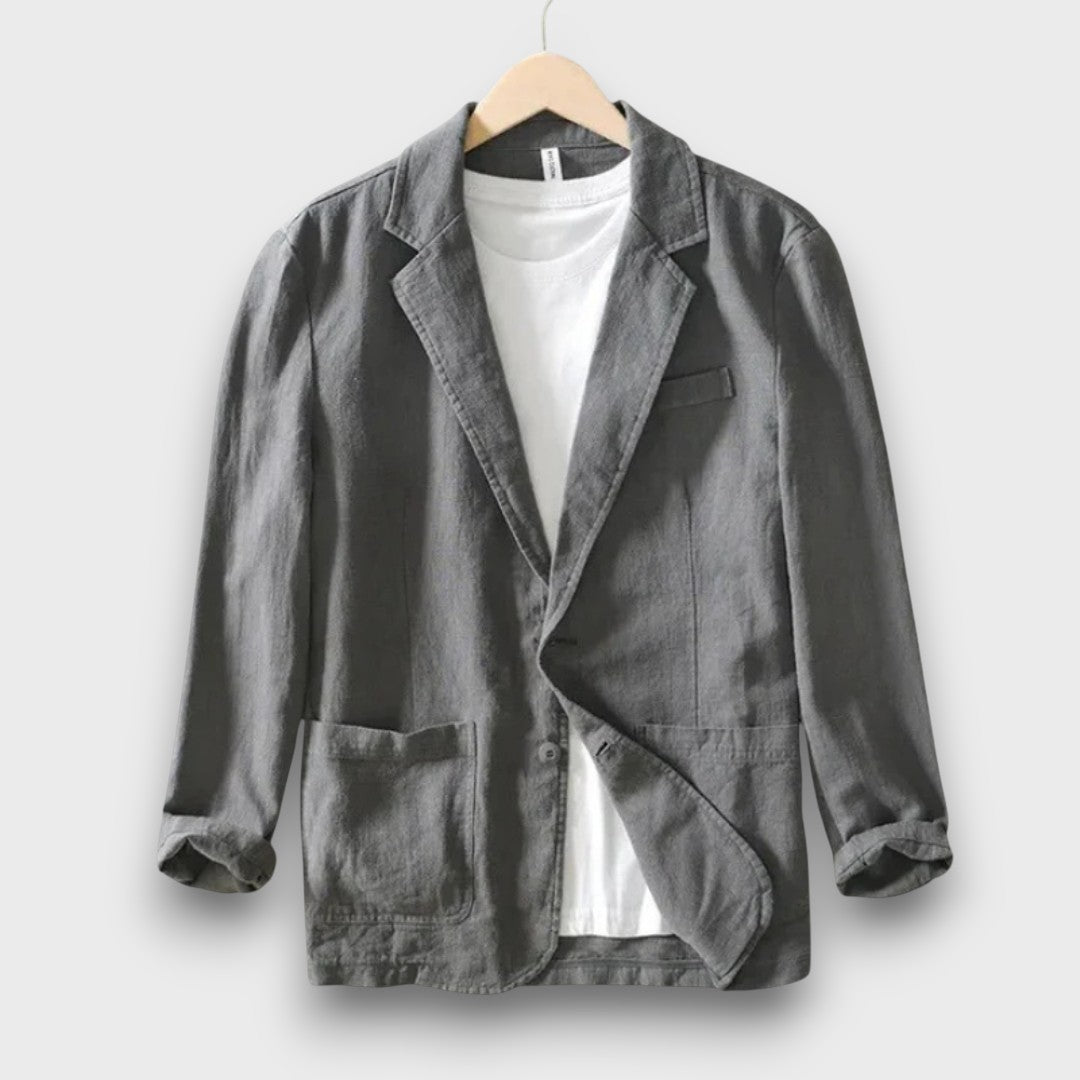 Blazer homme en lin à simple boutonnage