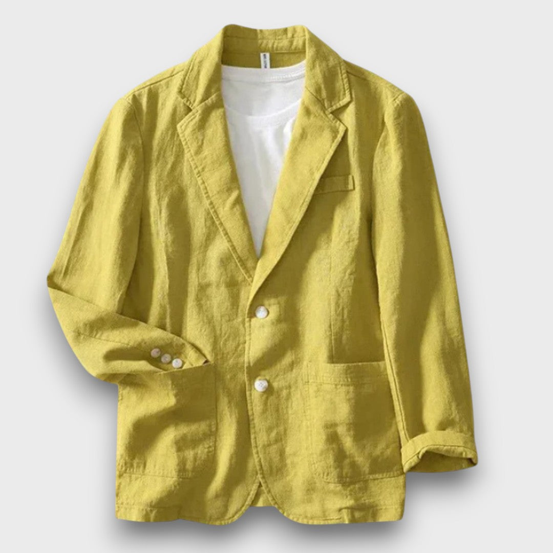 Blazer homme en lin à simple boutonnage