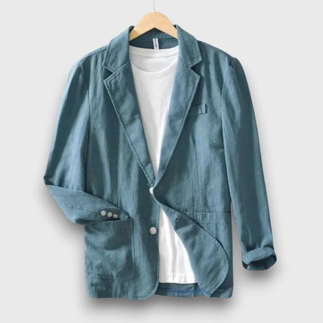 Blazer homme en lin à simple boutonnage