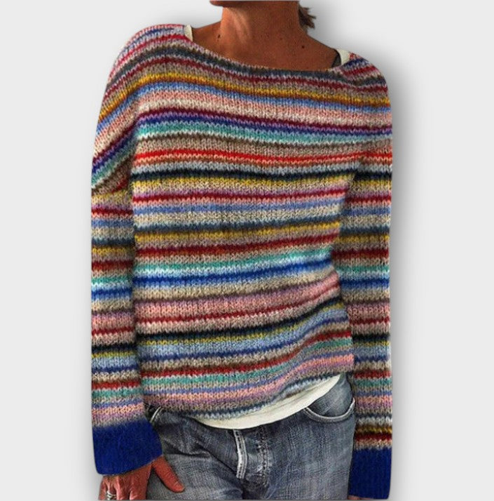Pull rayé multicolore en tricot (femme)