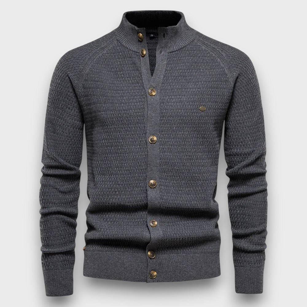 Gilet en tricot à col montant avec boutons élégant (homme)