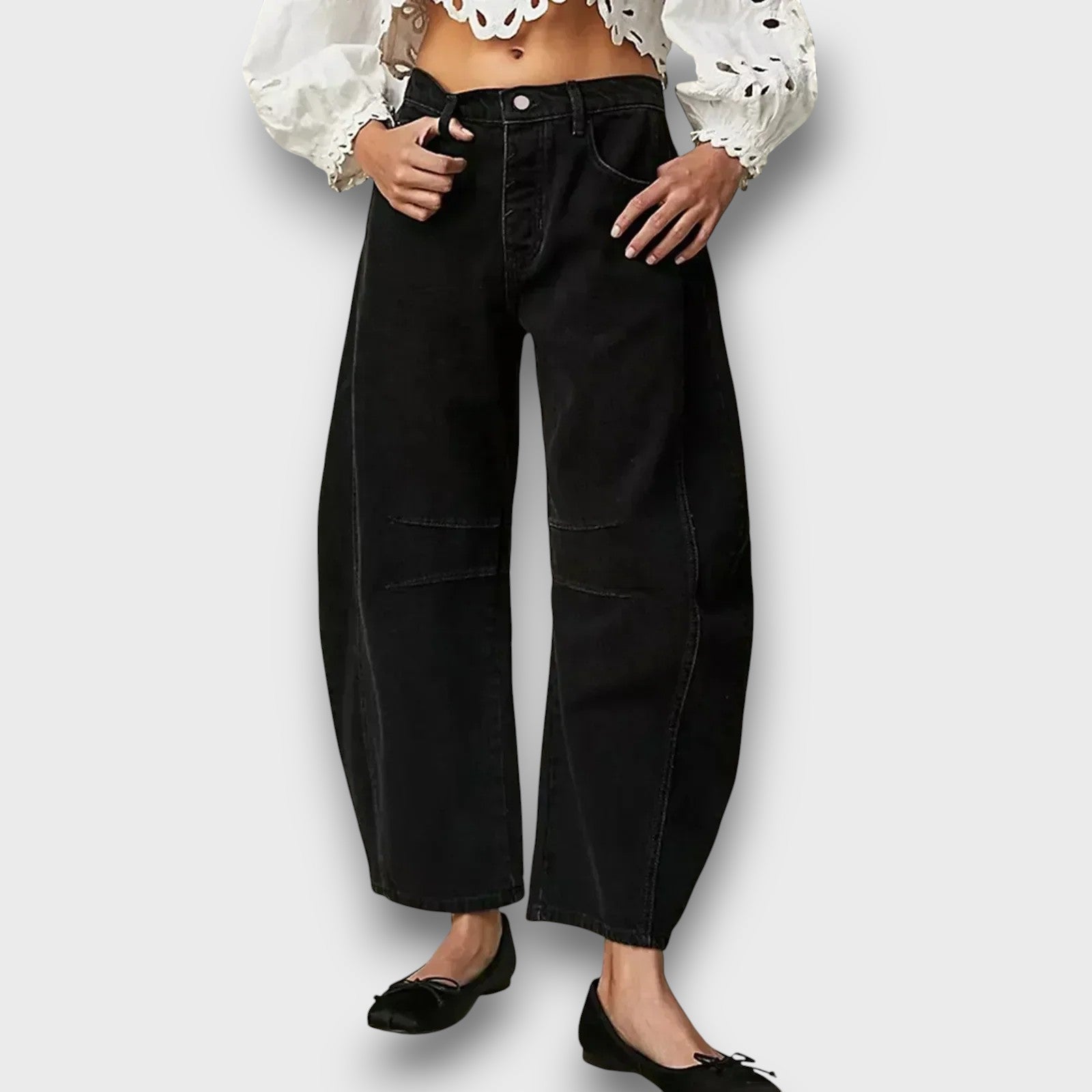 Pantalon décontracté taille haute à coupe large (femme)